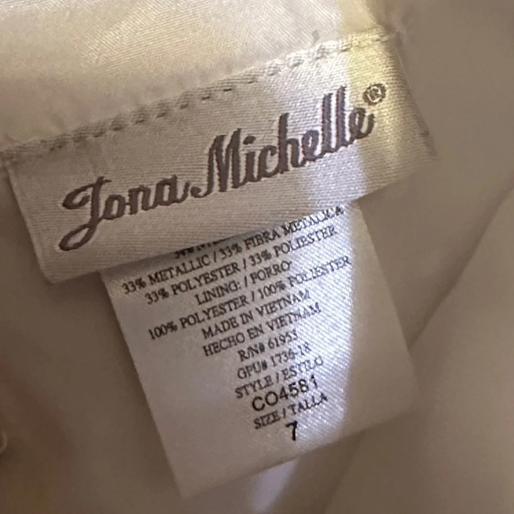 Jona Michelle White and Gold Formal Dress